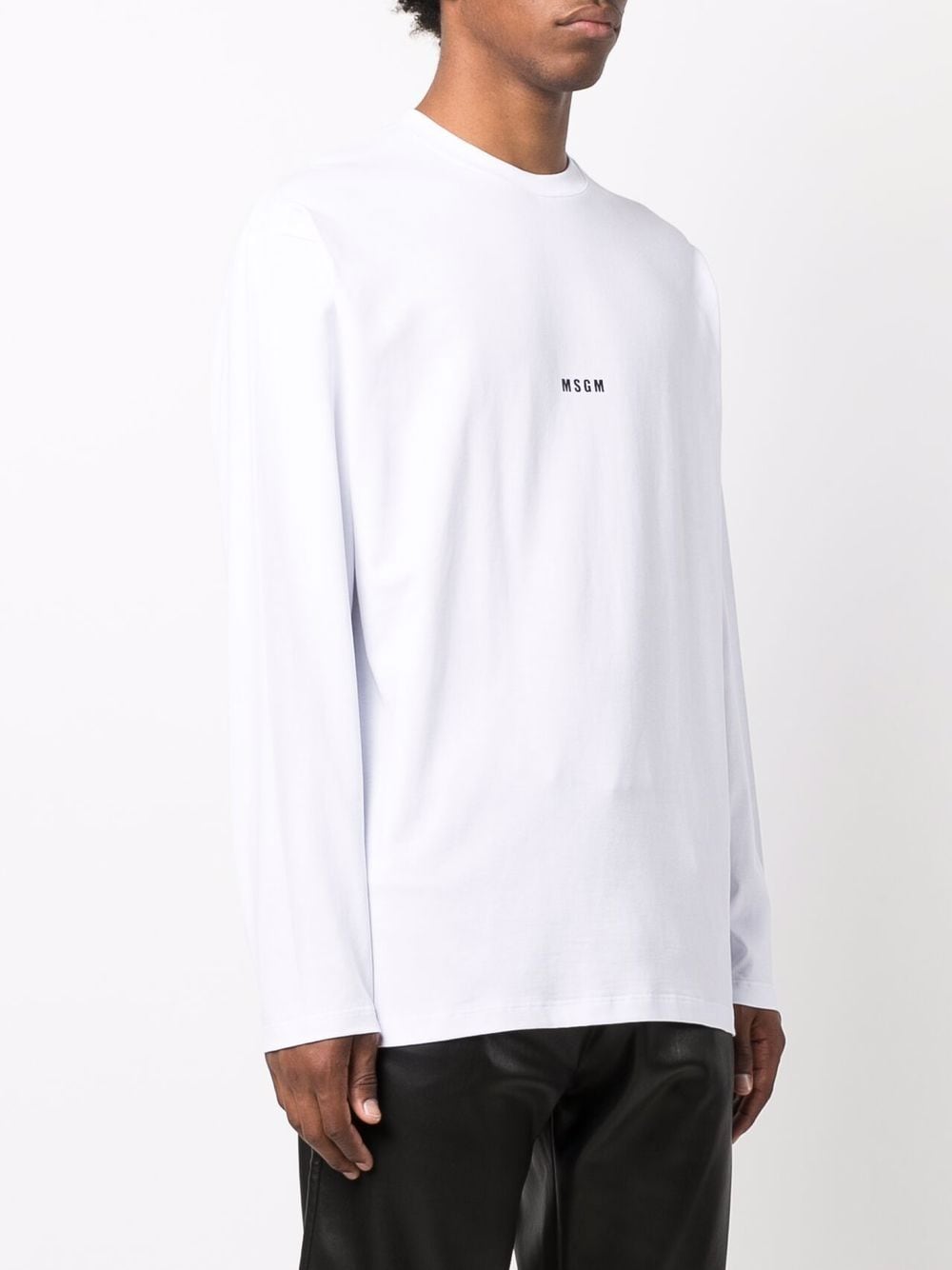 Shop Msgm Logo-print Longsleeved T-shirt In White