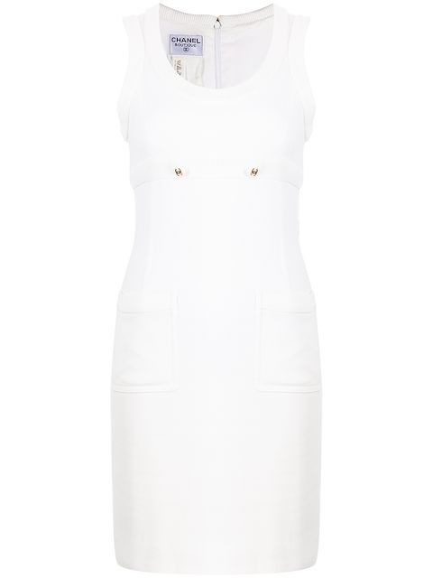 CHANEL Pre-Owned 1985-1993 CC-button knitted dress