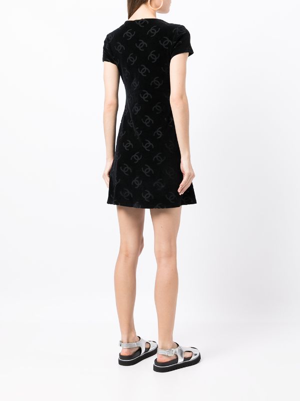 Chanel Pre-owned 1990s Interlocking CC-print Dress - Black