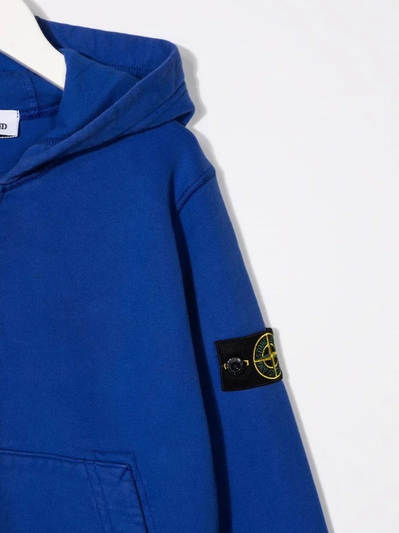 Stone Island Junior logo-patch zip-up hoodie blue | MODES