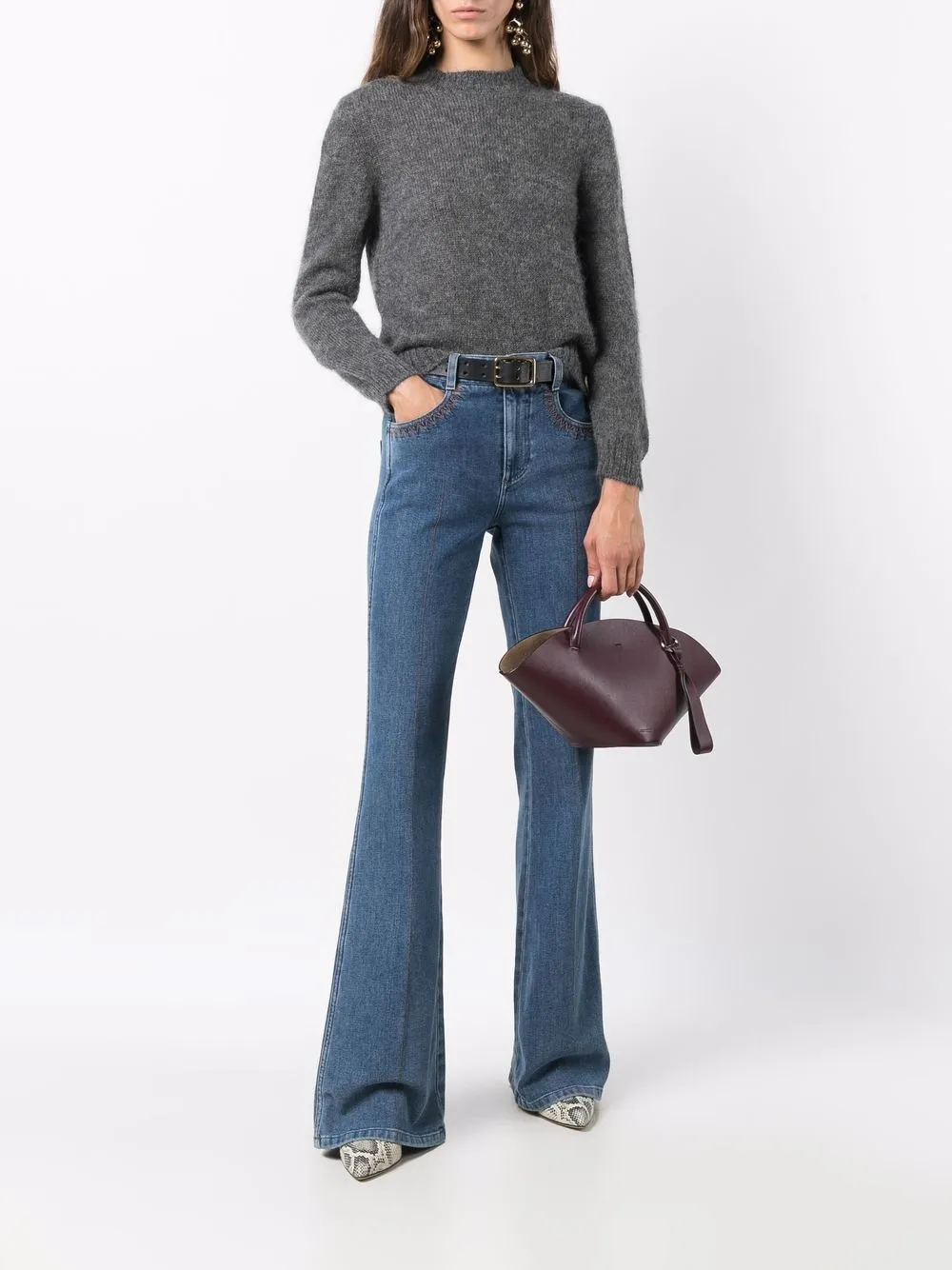 Alberta Ferretti джемпер с длинными рукавами Серый V09275103 17216604