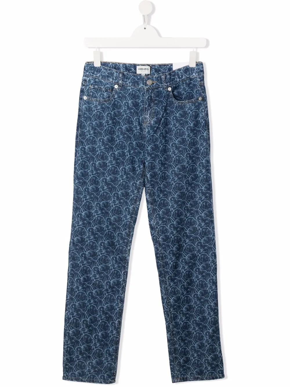 

Kenzo Kids abstract-print slim-fit jeans - Blue