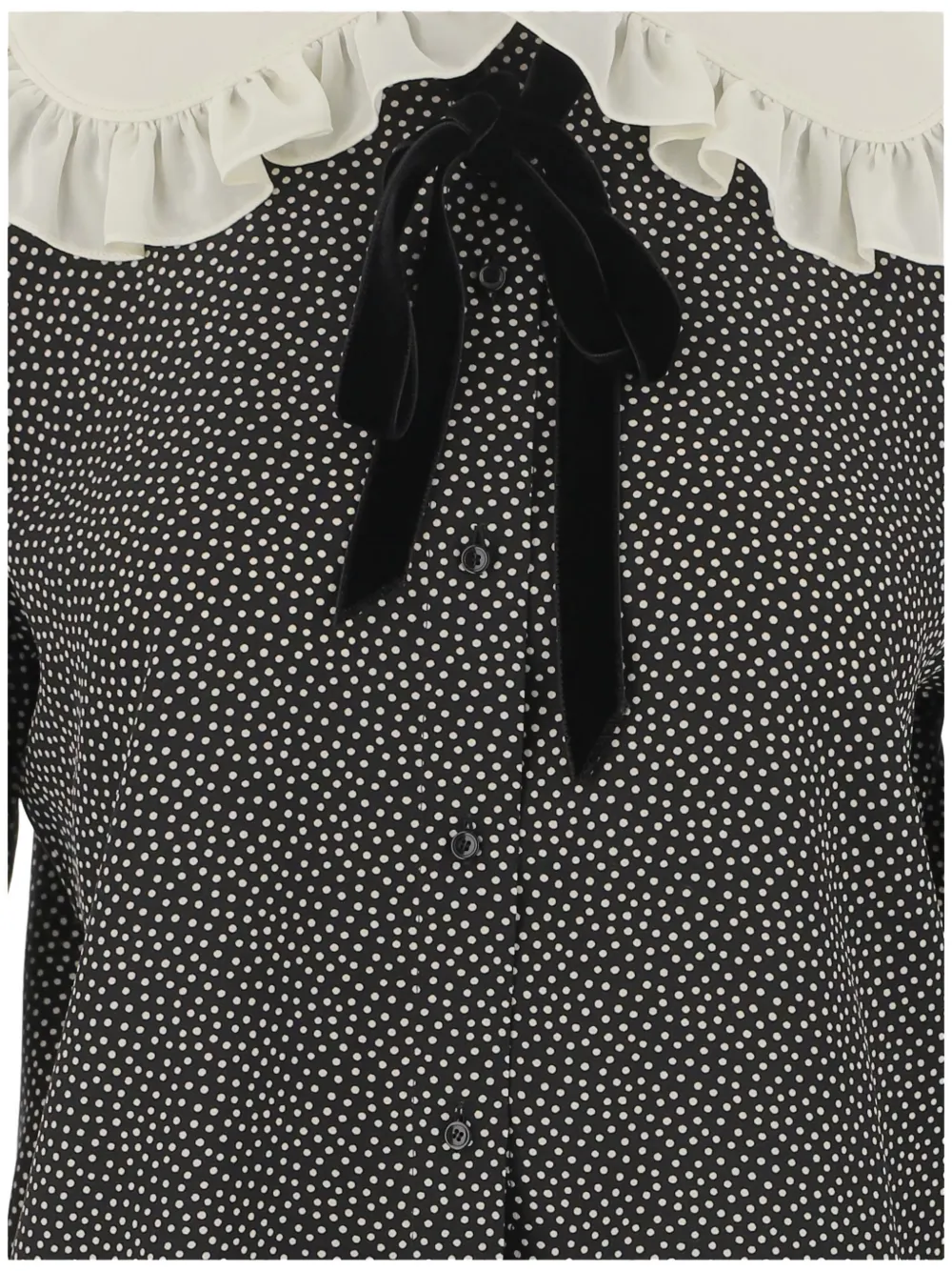  Saint Laurent Peter Pan-collar Polka-dot Blouse - Black 