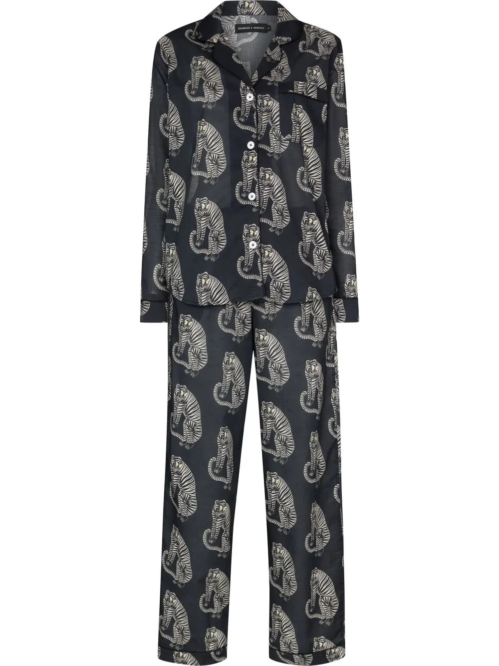 Desmond & Dempsey Sansindo Tiger Print Pyjama Set In Blue