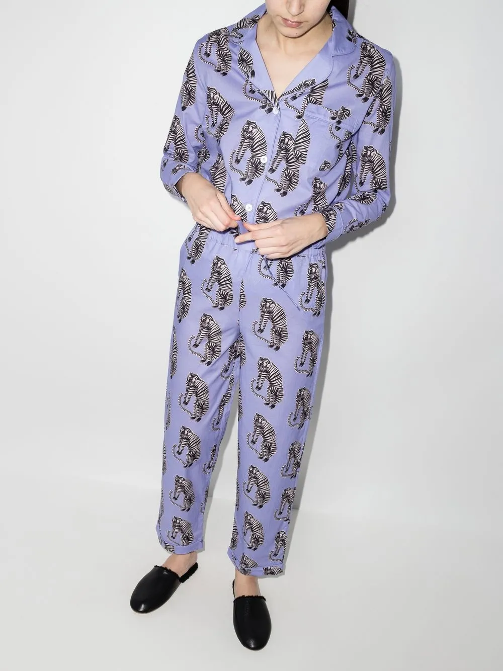 Desmond & Dempsey Katoenen pyjama - Paars
