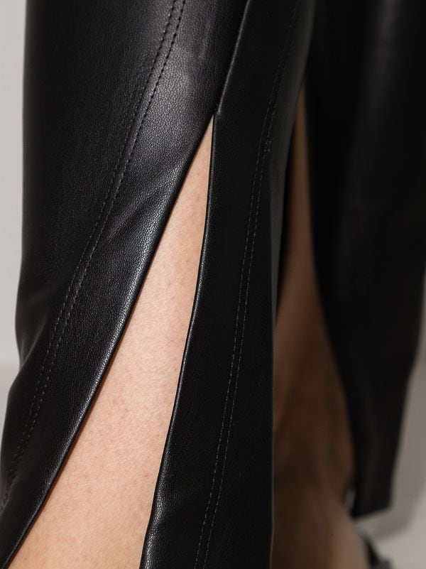 Vegan Leather Trousers with Slits