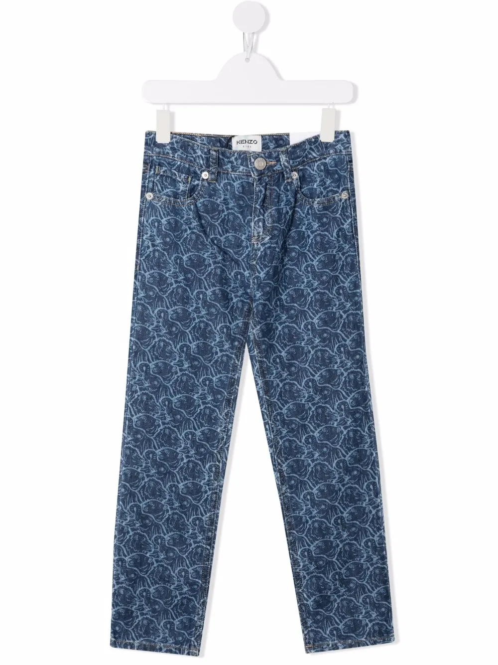 

Kenzo Kids jeans slim con estampado abstracto - Azul