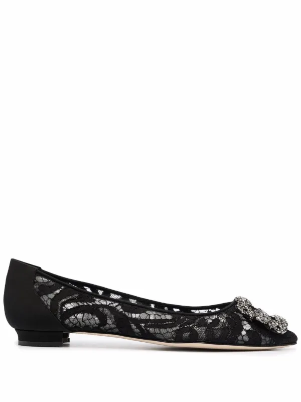 Shop Manolo Blahnik Hangisi buckle-detail ballerina flats with Express  Delivery - FARFETCH