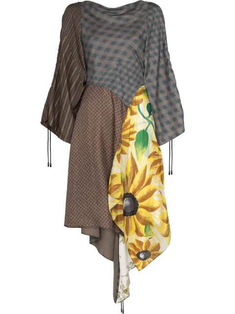 Marine Serre Kleid im Patchwork-Look