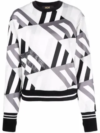 Shop MCM geometric crew-neck sweatshirt 