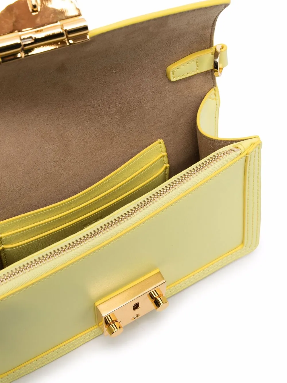 MCM Gretl leren crossbodytas Geel