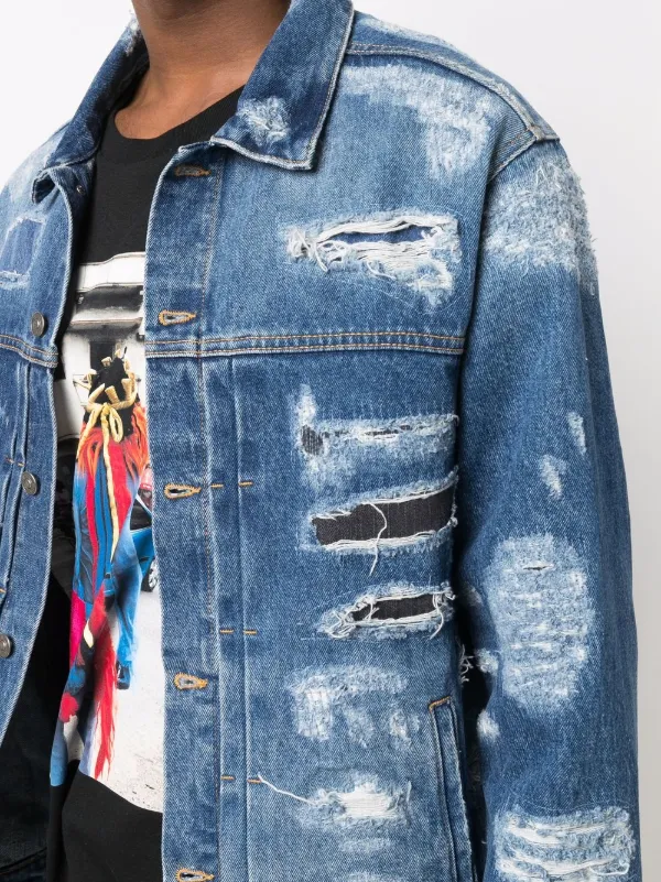 Ripped denim jacket for 2024 mens