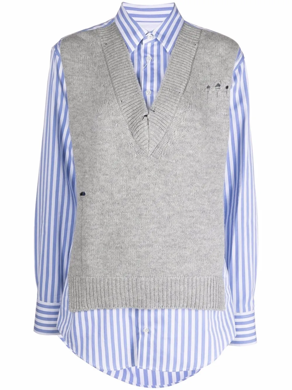 MAISON MARGIELA SPLICED KNIT-DETAIL SHIRT