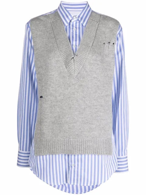 Maison Margiela Spliced knit-detail shirt