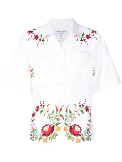 Marine Serre embroidered bowling shirt 
