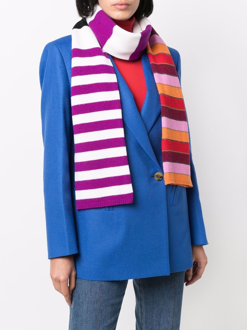 Shop Sonia Rykiel Striped Lambswool-blend Scarf In Weiss