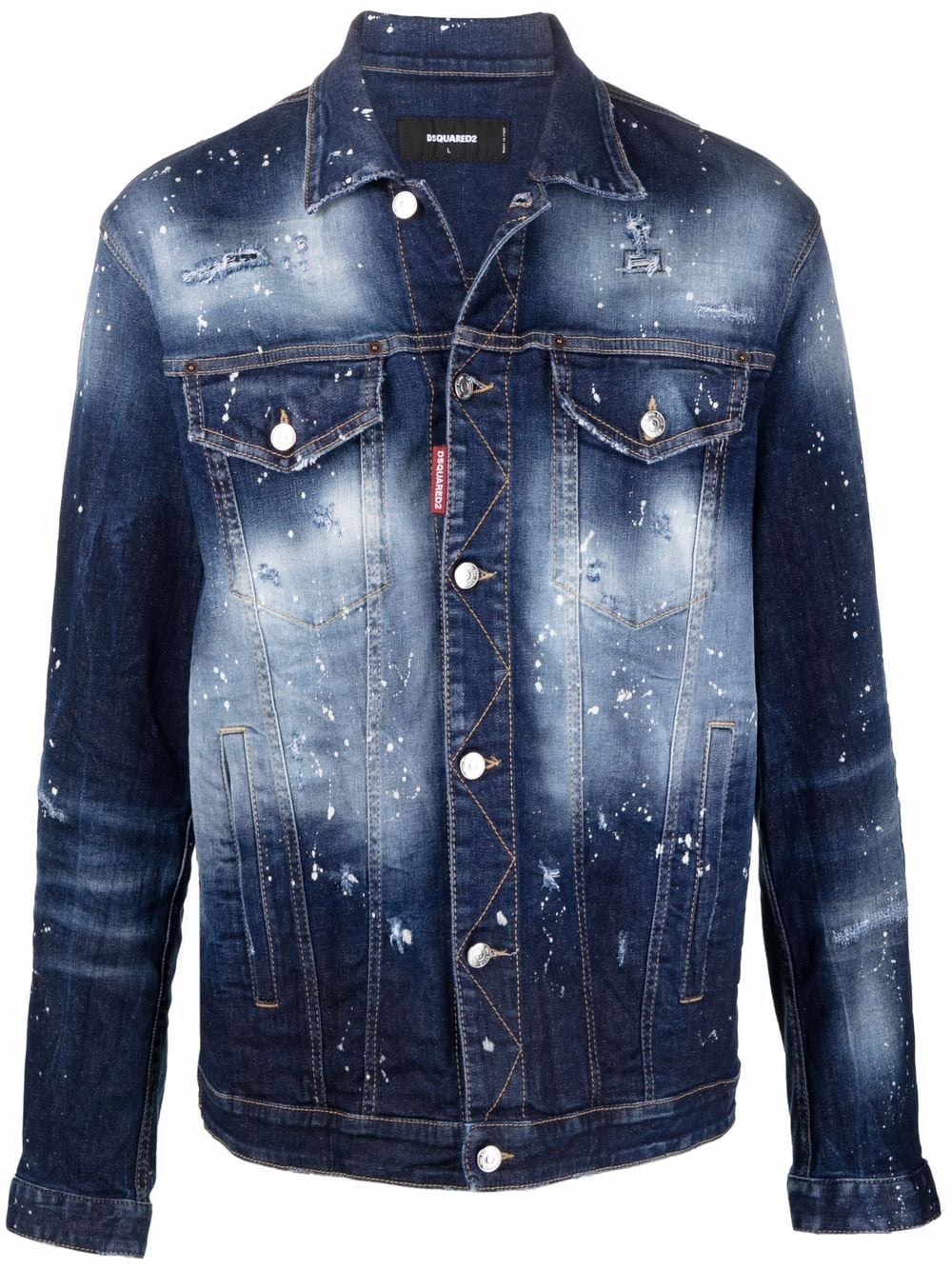 фото Dsquared2 джинсовая куртка с эффектом разбрызганной краски