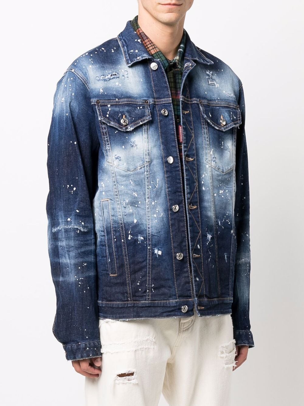фото Dsquared2 джинсовая куртка с эффектом разбрызганной краски