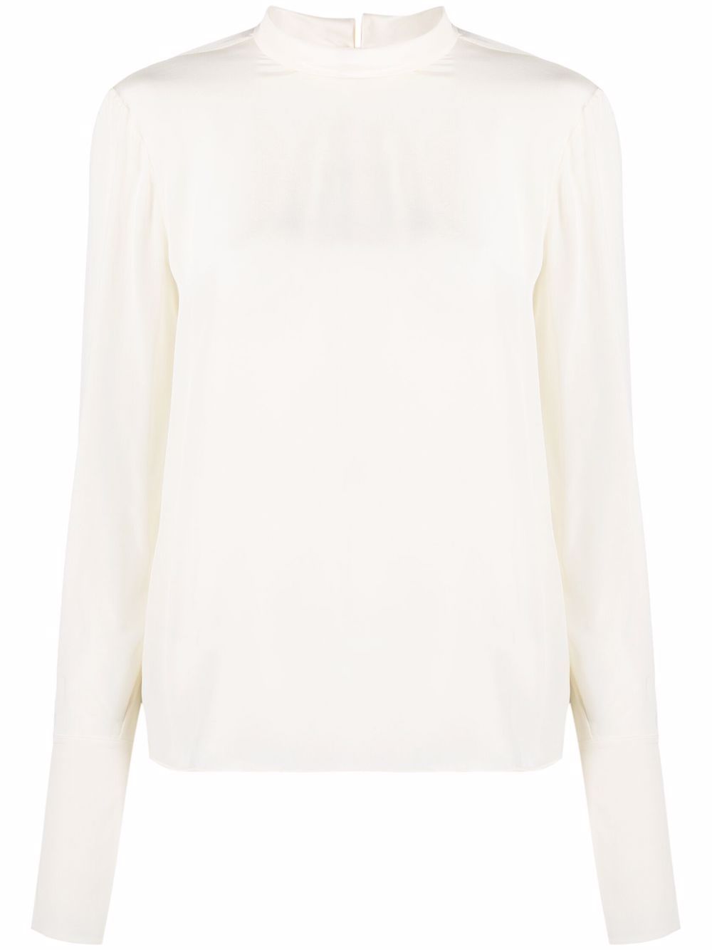 extended-cuff high-neck blouse