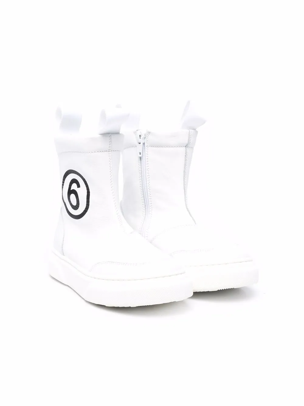 

MM6 Maison Margiela Kids logo-print leather boots - White