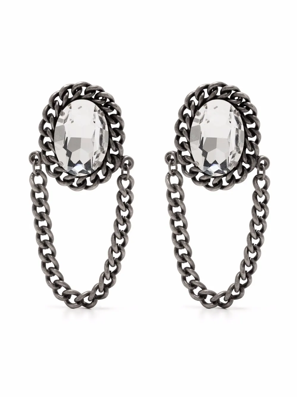 

Alessandra Rich gemstone chain-trim earrings - Silver