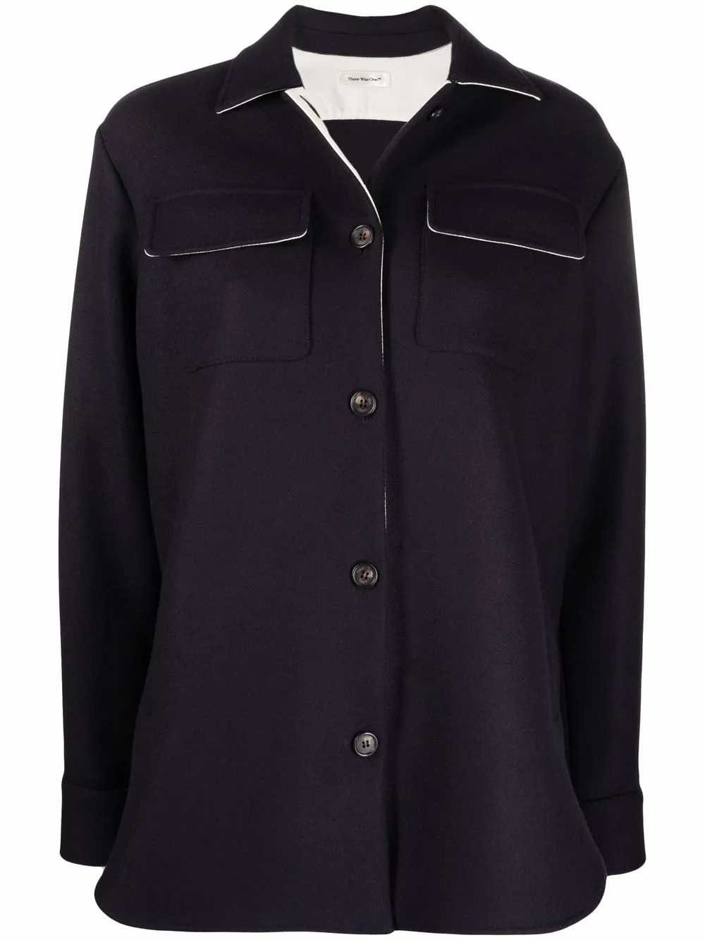 There Was One contrast-trim shirt jacket - Blue