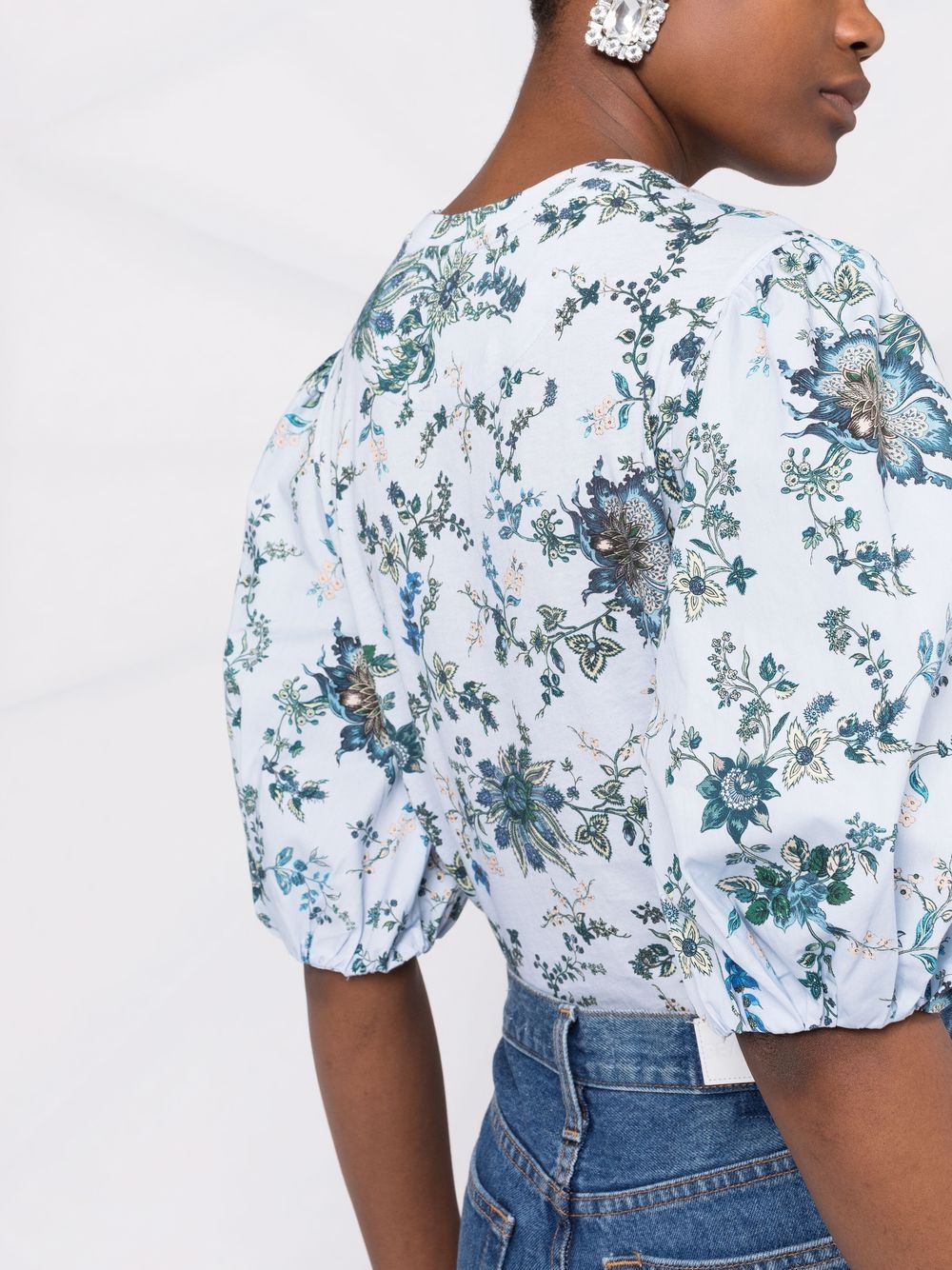 фото Erdem floral-print puff-sleeved blouse