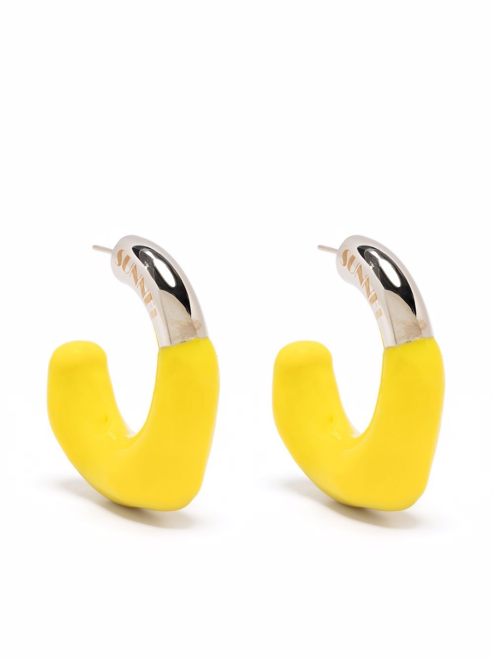 фото Sunnei rubber-detail hoop earrings