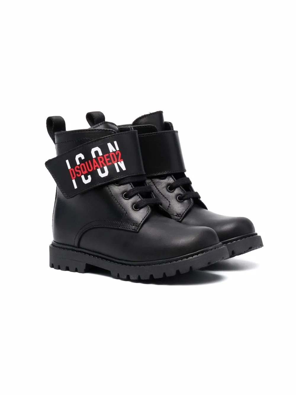 

Dsquared2 Kids logo-strap lace-up ankle boots - Black