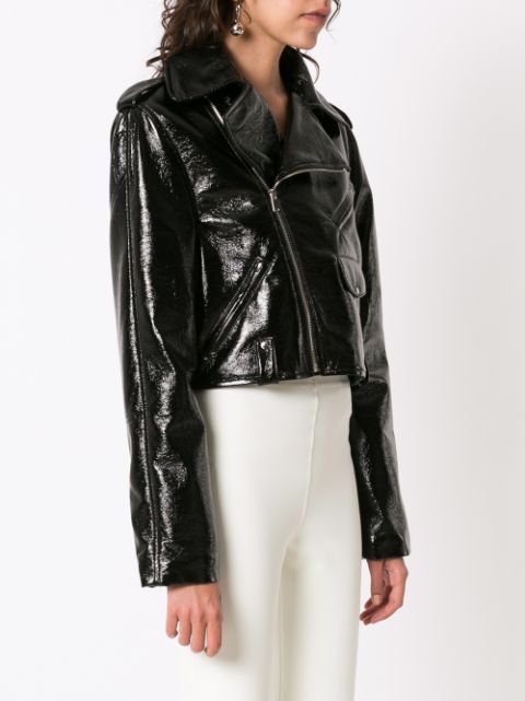 frame slick leather moto jacket