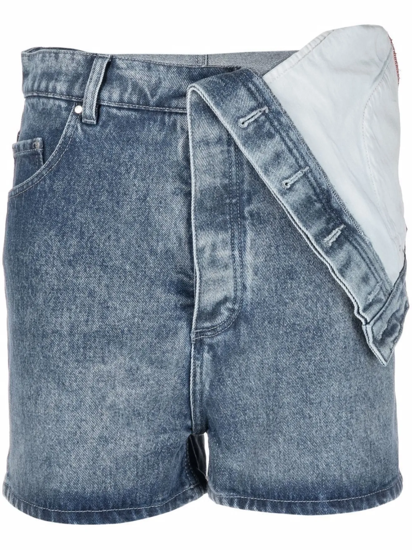 Y/Project asymmetric denim shorts blue 