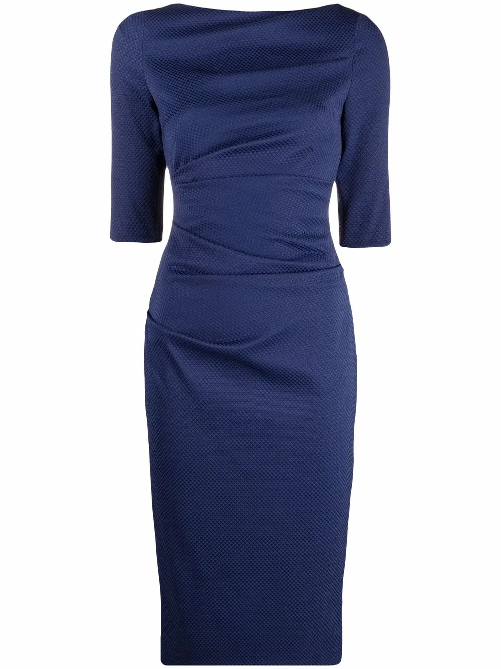 

Talbot Runhof gathered-detail boat-neck dress - Blue