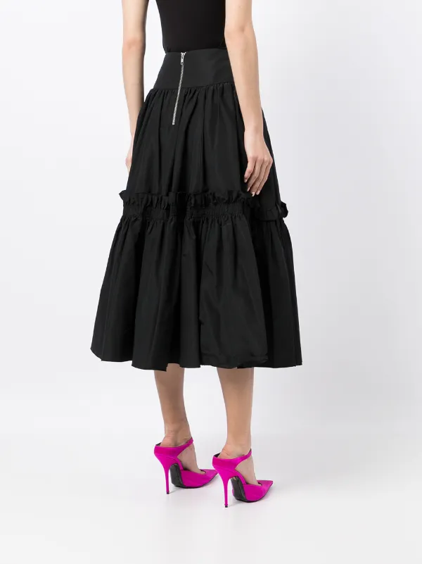 Alex Perry Ruffled Full Silk Midi Skirt Farfetch
