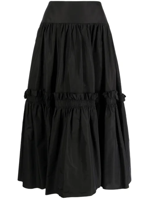 Alex Perry Ruffled Full silk midi skirt 