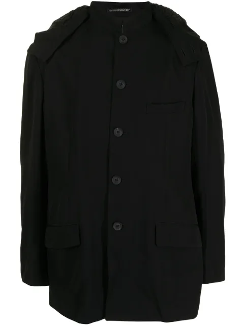 hooded button-down coat