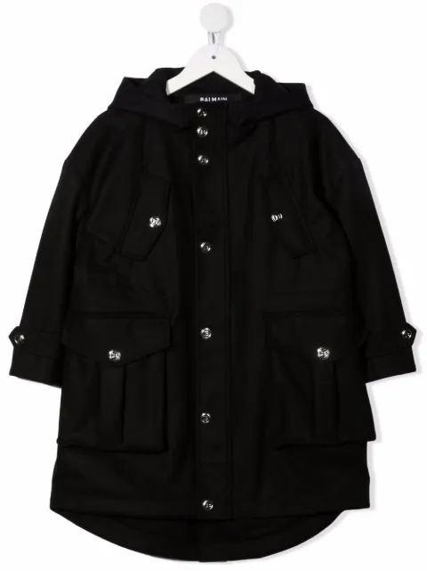 Balmain Kids معطف بهودي وجيوب متعددة