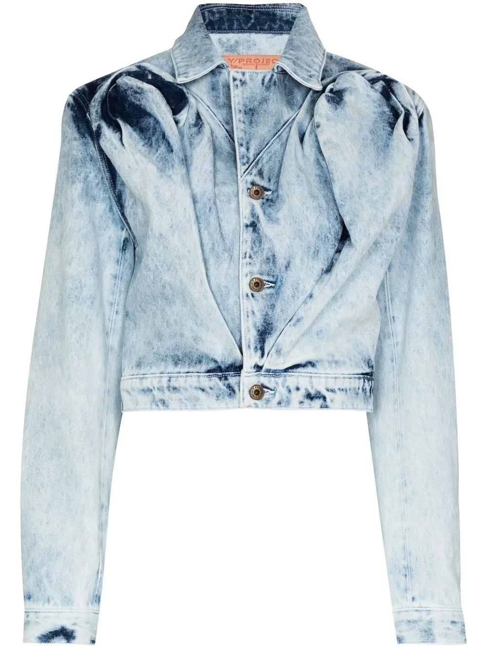 

Y/Project flower-detail cropped denim jacket - Neutrals