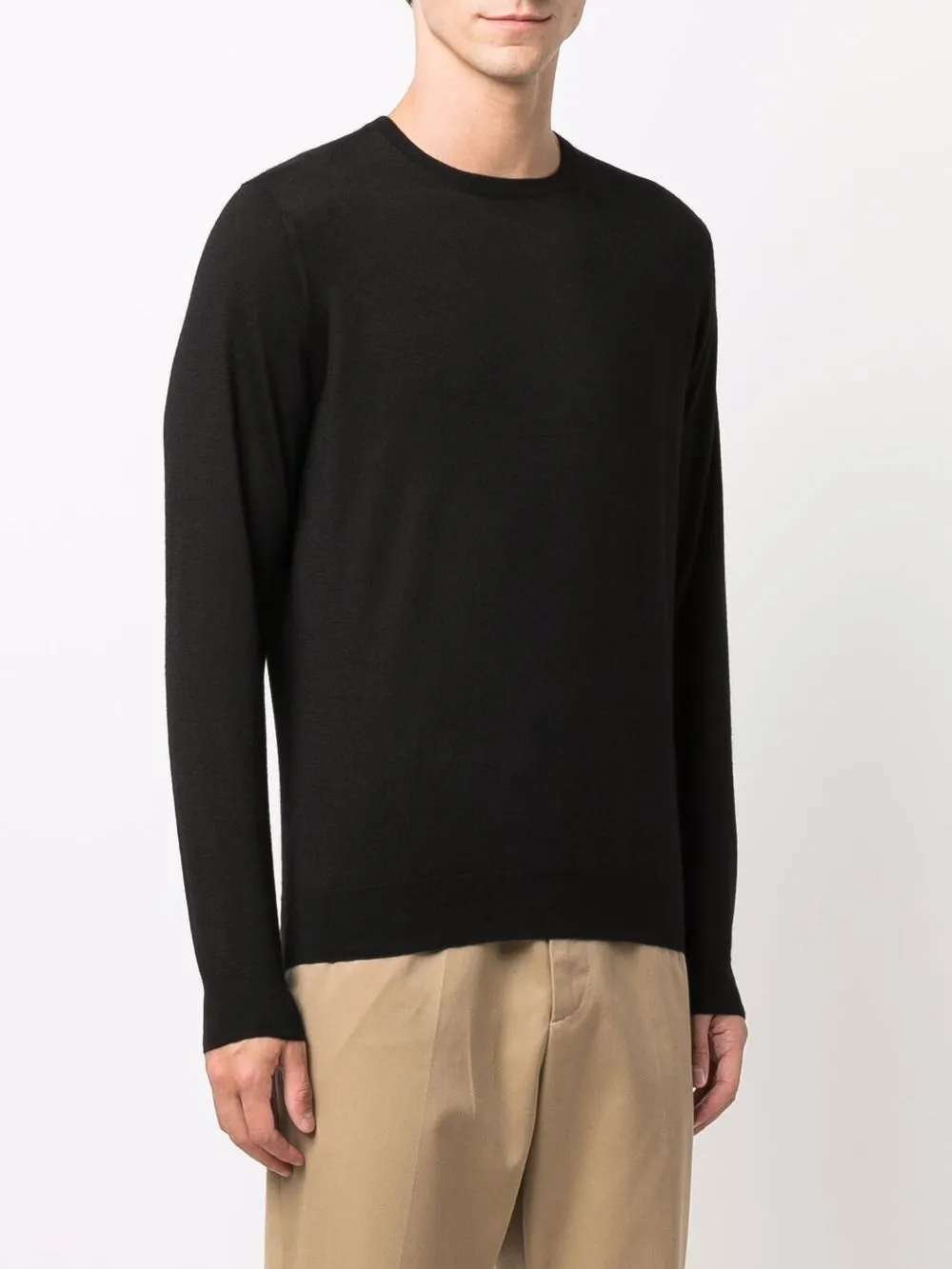 Mauro Ottaviani Crewneck Cashmere-silk Jumper In Black