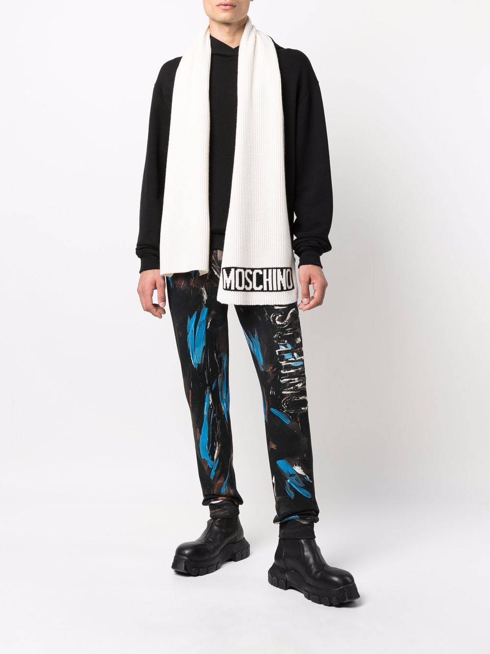 Moschino Ribgebreide sjaal - Wit