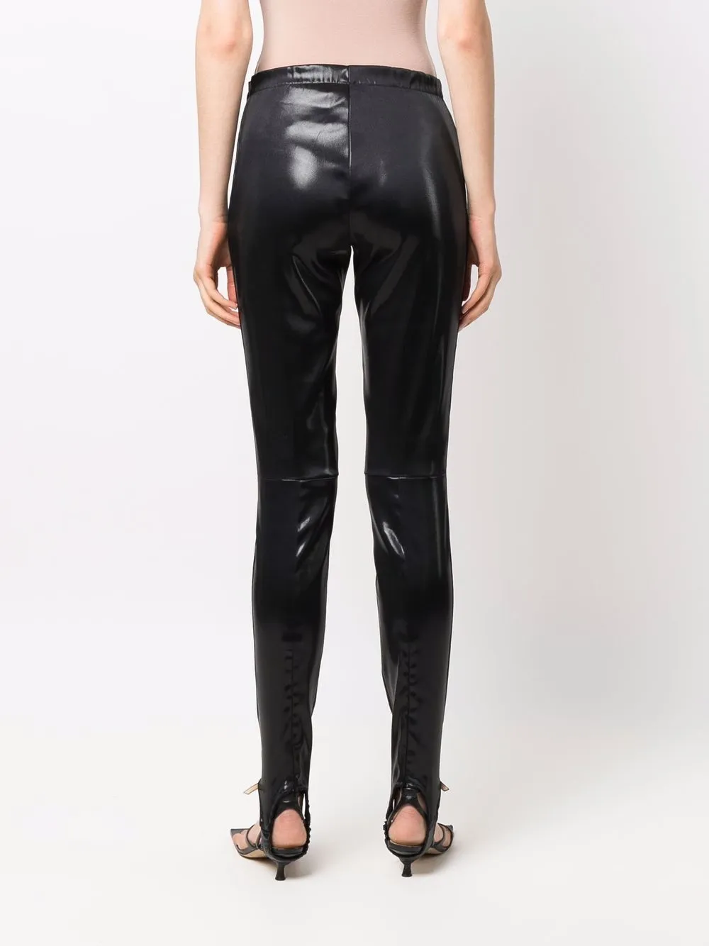 Dsquared2 Black Faux Leather Stirrup Leggings In Black