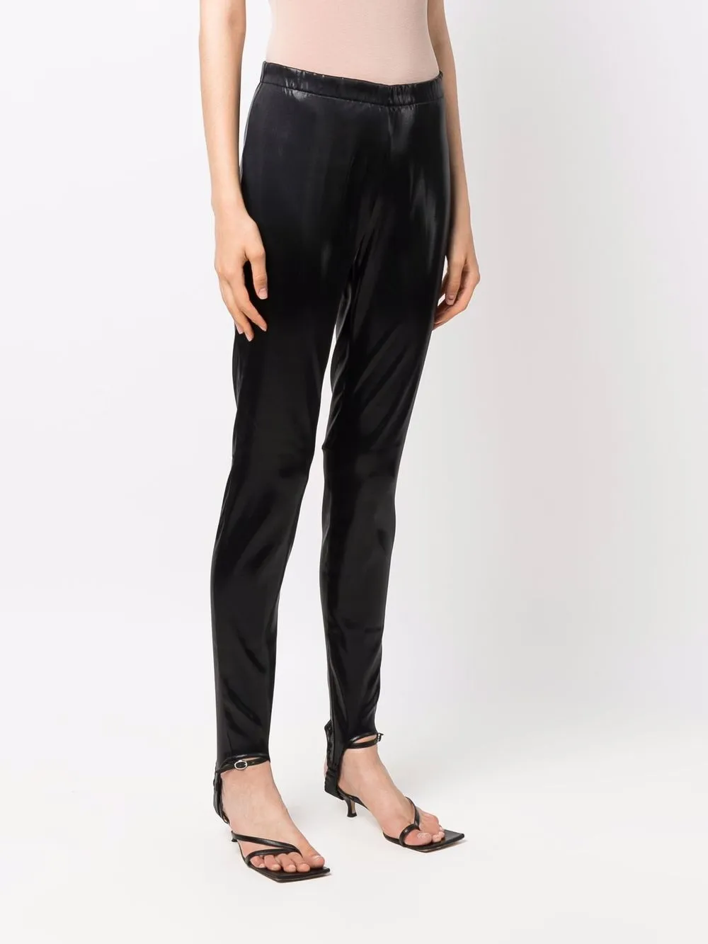 Dsquared2 Black Faux Leather Stirrup Leggings In Black