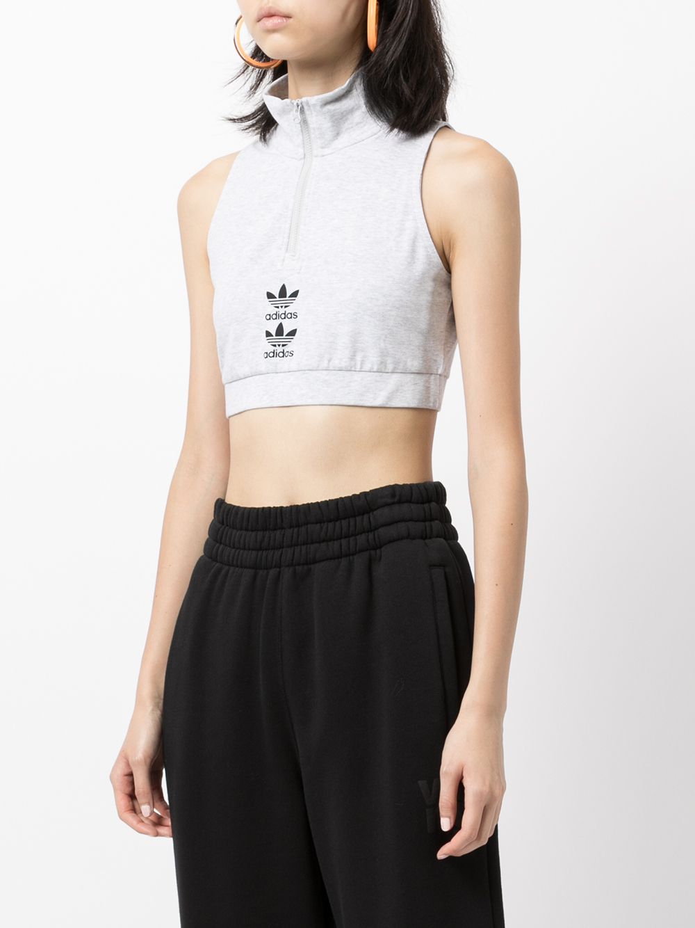 Shop Adidas Originals Logo-print High-neck Cropped Tank Top In Weiss