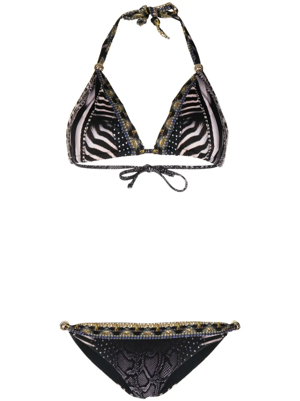 

Camilla top de bikini con animal print - Negro