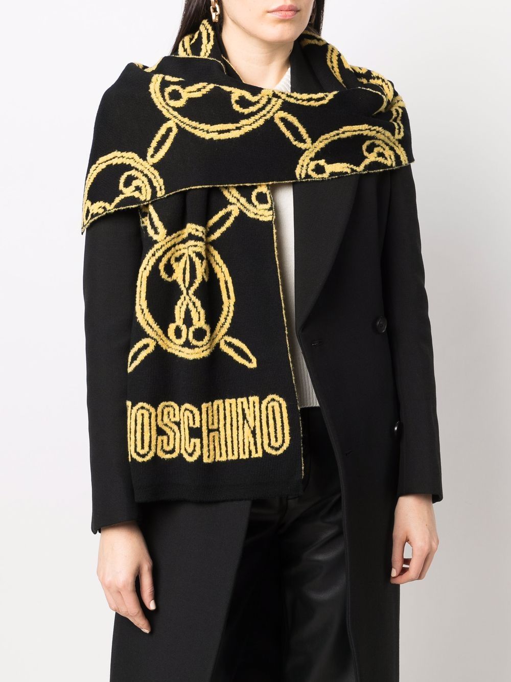 фото Moschino шарф вязки интарсия с логотипом double question mark