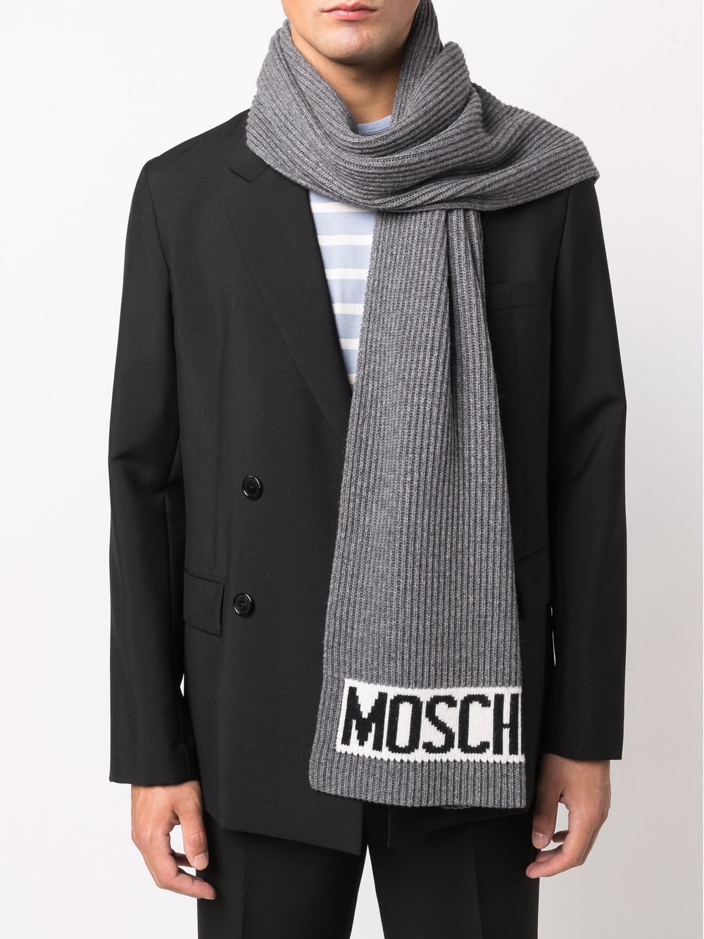 Image 2 of Moschino logo-print detail scarf