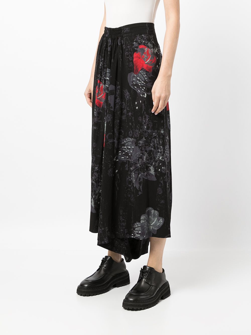 Shop Y's Graphic-print Flared Trousers In Black