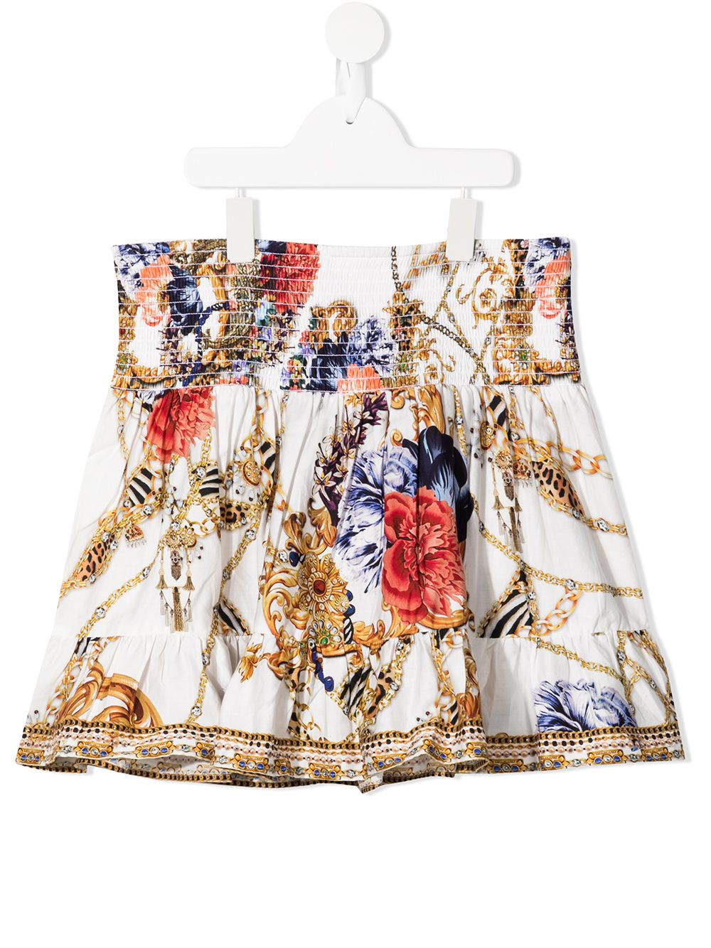 Camilla Shirring Waist graphic-print mini skirt - Weiß