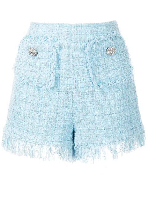 Blumarine tweed fringed shorts