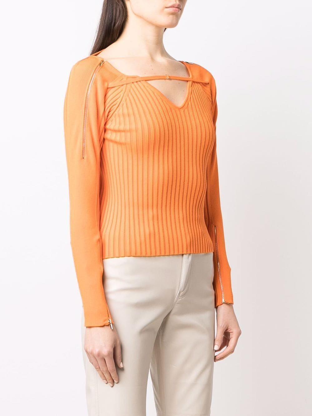 Shop Jacquemus La Maille Oro Ribbed Top In 橘色