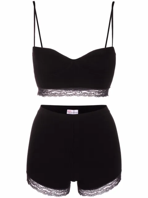 RED Valentino フローラルレース トップ＆ショートパンツ セット